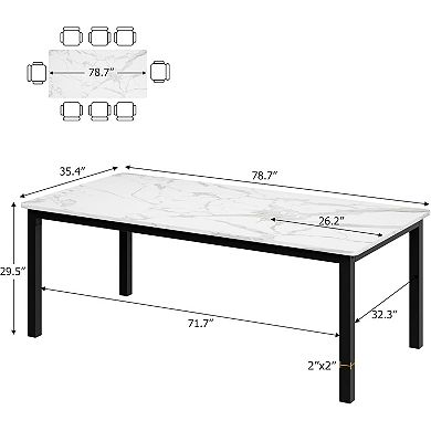 Industrial Dining Table, Sturdy Wooden Kitchen Table with Metal Legs, for Dining Room, Office