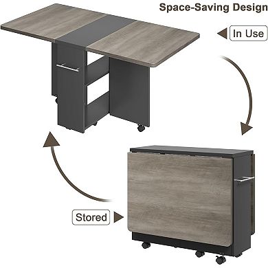 Foldable Dining Table with Storage Shelves - Seats 2 to 6