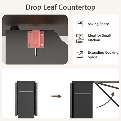Foldable Dining Table with Storage Shelves - Seats 2 to 6