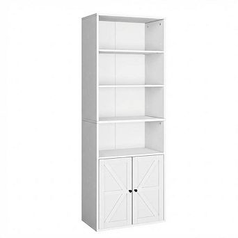 Tall Bookshelves and Bookcases with Doors/ 6 Shelf Display Storage with Large Storage Space