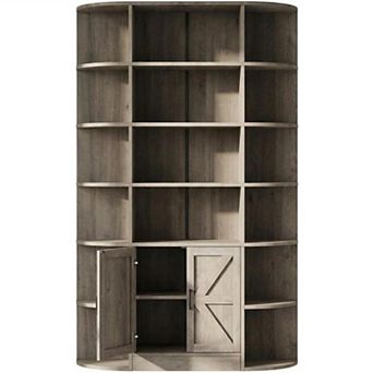 Tall Bookcase with Storage Cabinet,6 tier Floor Bookshelf,Standing Display Shelf Organizer