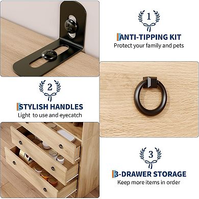 Bookshelf with Drawers Fluted Bookcase,6 Tier Light Wood Tall Bookshelf Bookcase with Storage