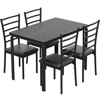 Modern 5 pc Dining Set with 4 Metal Chairs - Ideal for Compact Spaces