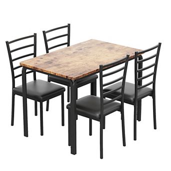 Modern 5 pc Dining Set with 4 Metal Chairs - Ideal for Compact Spaces