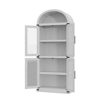 Arched Display Cabinet, 5 tier Bookshelf Modern Farmhouse Arched Bookcase Display Storage Shelves
