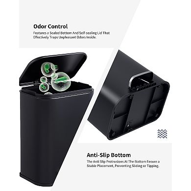 1.3gal Kitchen Trash Can,Stainless Steel Step Garbage Can with Soft-Close Lid,Removable Inner Bucket