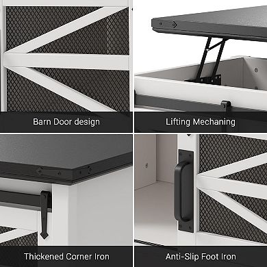 Rustic Lift-Top Coffee Table - 47.2" with Sliding Barn Doors & Hidden Storage Compartment