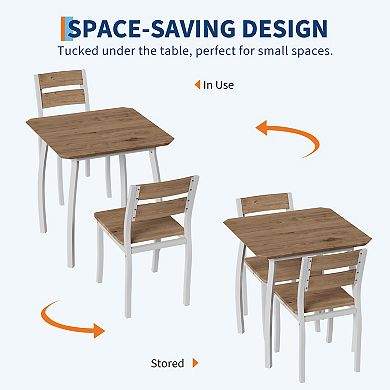 Dining Table Set for 2,3 Piece Small Kitchen Table and 2 Chairs w/Metal Frame & Wood Grain Tabletop