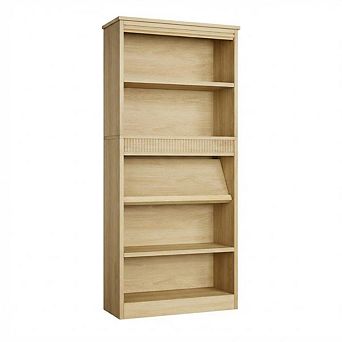 Tall Bookcase,5 tier Vintage Bookshelf with Wooden Base, Wooden Bookshelf Rustic Vintage Book Shelf