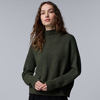 Women's Simply Vera Vera Wang Traveling Cable Mock Neck Sweater