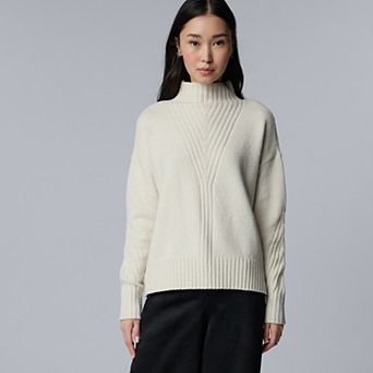 Women's Simply Vera Vera Wang Traveling Cable Mock Neck Sweater