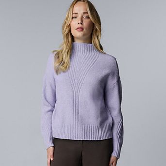Women's Simply Vera Vera Wang Traveling Cable Mock Neck Sweater