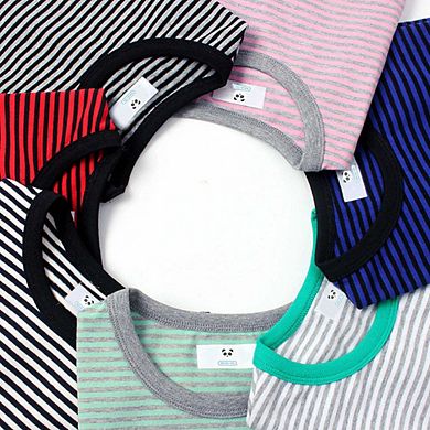 Baby Striped Pattern Crewneck Short Sleeve Cotton T-Shirt