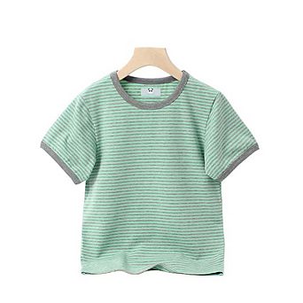 Baby Striped Pattern Crewneck Short Sleeve Cotton T-Shirt