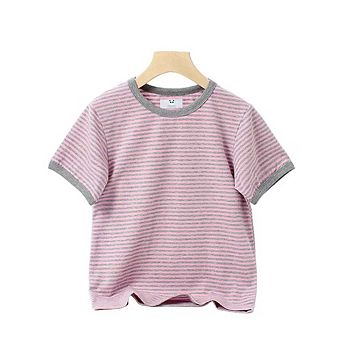 Baby Striped Pattern Crewneck Short Sleeve Cotton T-Shirt