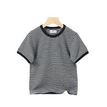 Baby Striped Pattern Crewneck Short Sleeve Cotton T-Shirt