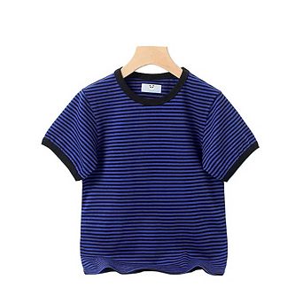 Baby Striped Pattern Crewneck Short Sleeve Cotton T-Shirt
