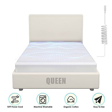 Queen Grounding Sheet 95% Organic Cotton Silver Fiber Fitted with 15FT Cord for Better Sleep