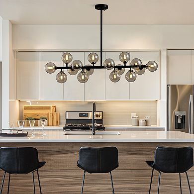 Moooni Modern Glass Black & Gold Adjustable Pendant Light with G9 LED