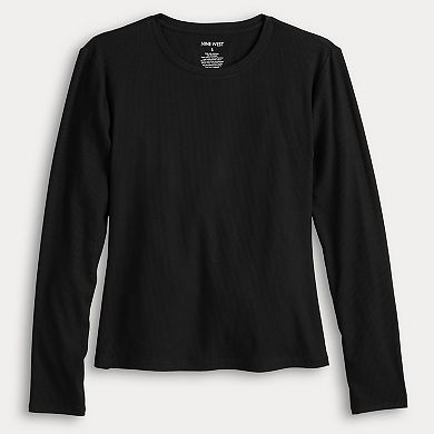 Petite Nine West Long Sleeve Crew Neck Tee