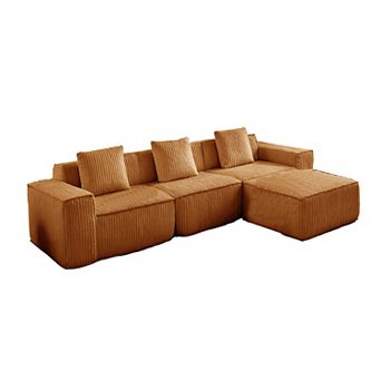 L-Shape Convertible Corduroy Modular Sectional Sofa,No Assembly Required