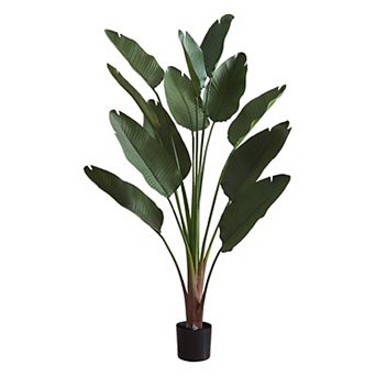 TOEMOA Tall Indoor Decorative Artificial Palm Tree Floor Plant Real Touch Green Leaves