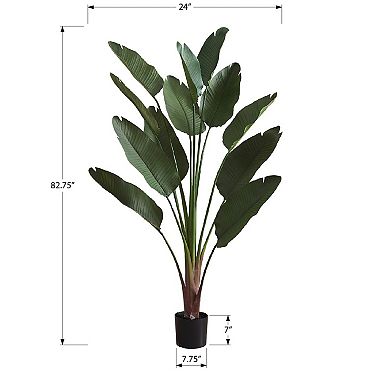 TOEMOA Tall Indoor Decorative Artificial Palm Tree Floor Plant Real Touch Green Leaves