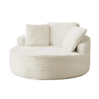 Oversized Upholstered Corduroy Round Chair Lounge Chaise Indoor