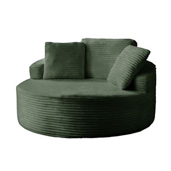 Oversized Upholstered Corduroy Round Chair Lounge Chaise Indoor