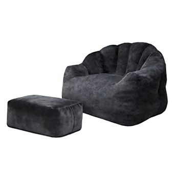 Armrest Bean Bag Chair with Memory Foam, Removable Cover & Non-Slip Bottom