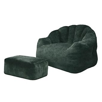 Armrest Bean Bag Chair with Memory Foam, Removable Cover & Non-Slip Bottom