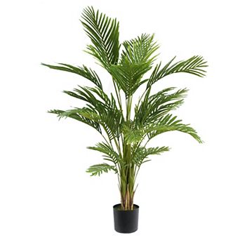 TOEMOA Artificial Palm Tree with Feathered Fronds Pre-Potted Plant Decor