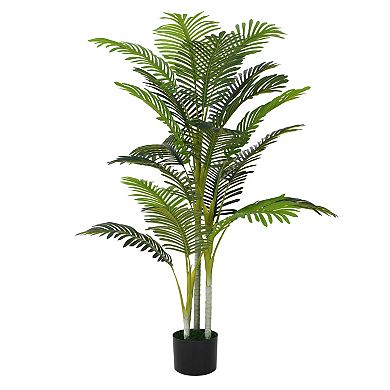 TOEMOA Artificial Palm Tree Set with Plastic Planter, Two-Piece Indoor Greenery