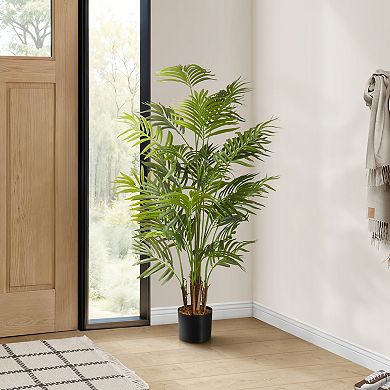 TOEMOA Tall Artificial Areca Palm Tree Indoor Faux Floor Plant Green Leaves