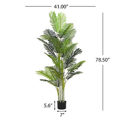 TOEMOA Artificial Palm Tree Set with Plastic Planters for Home Decor