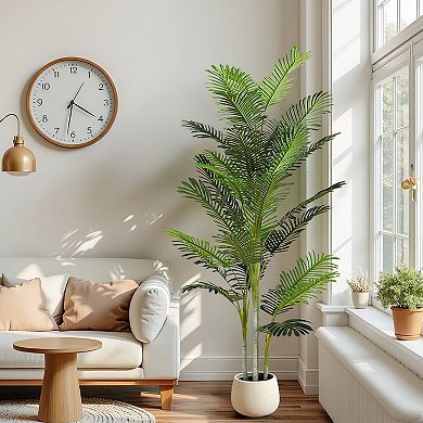 TOEMOA Artificial Palm Tree Set with Plastic Planters for Home Decor