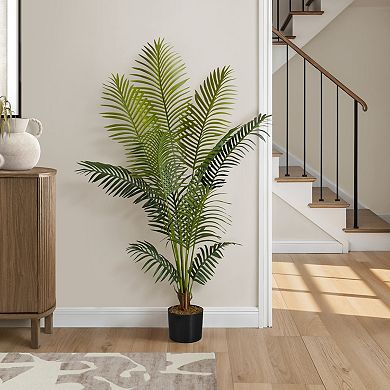 TOEMOA Tall Artificial Palm Tree with Real Touch Green Leaves in Decorative Pot