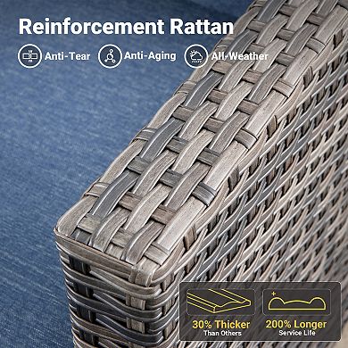 Ovios Patio Sofa Set with 2 Single Chairs