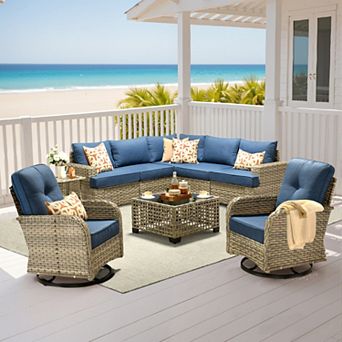Ovios Outdoor Rattan Sectional Sofa Set Collection, Perfect for Patio Relaxation and Entertaining