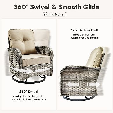 Ovios 9-Pc Outdoor Rattan Sectional Sofa Set Collection, Swivel Chairs Set for Patio Relaxation