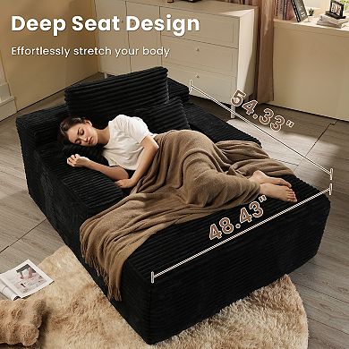 Ovios 67" Oversized Chaise Lounge Indoor w/ Throw Pillows, No Assembly Required