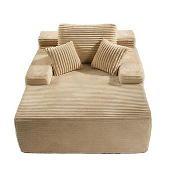 Ovios 67" Oversized Chaise Lounge Indoor w/ Throw Pillows, No Assembly Required