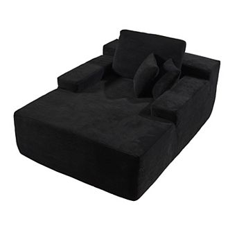 Ovios 67" Oversized Chaise Lounge Indoor w/ Throw Pillows, No Assembly Required