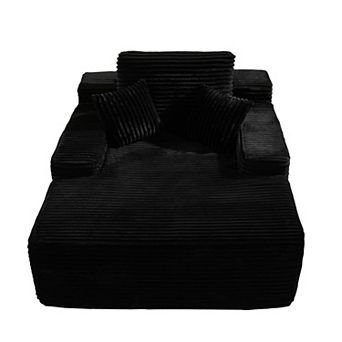 Ovios 67" Oversized Chaise Lounge Indoor w/ Throw Pillows, No Assembly Required