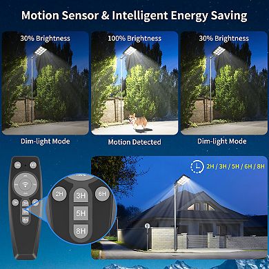 Adewalk Solar Street Lights Motion Sensor, Commercial LED Street Light Waterproof for Yard
