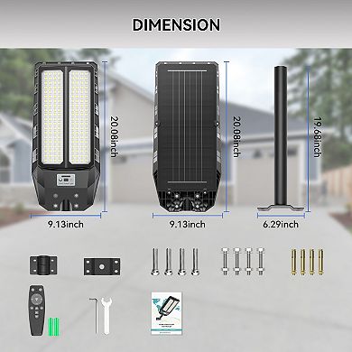 Solar Lights Outdoor Dusk to Dawn, Solar Street Lights with Motion Sensor for Yard, 2 Pack