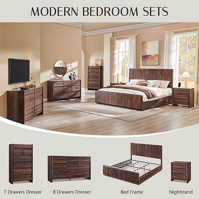 2PCS Modern 3-Drawer Nightstand with Charging Station, Rounded Bedside Table for Bedroom Living Room