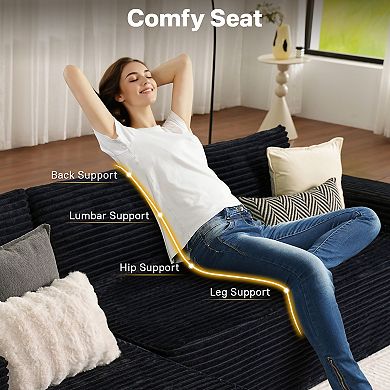 Ovios 104" Cloud Sectional Couch with L-Shape Chaise, Plush Fabric