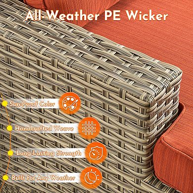 Ovios 7-Piece Modular Patio Sectional Sofa Set w/ 2 Versatile Ottomans, Ergonomic Design, PE Wicker