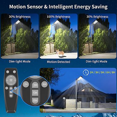 Solar Street Light Waterproof, LED Flood Security Lights Motion Sensor for Streets